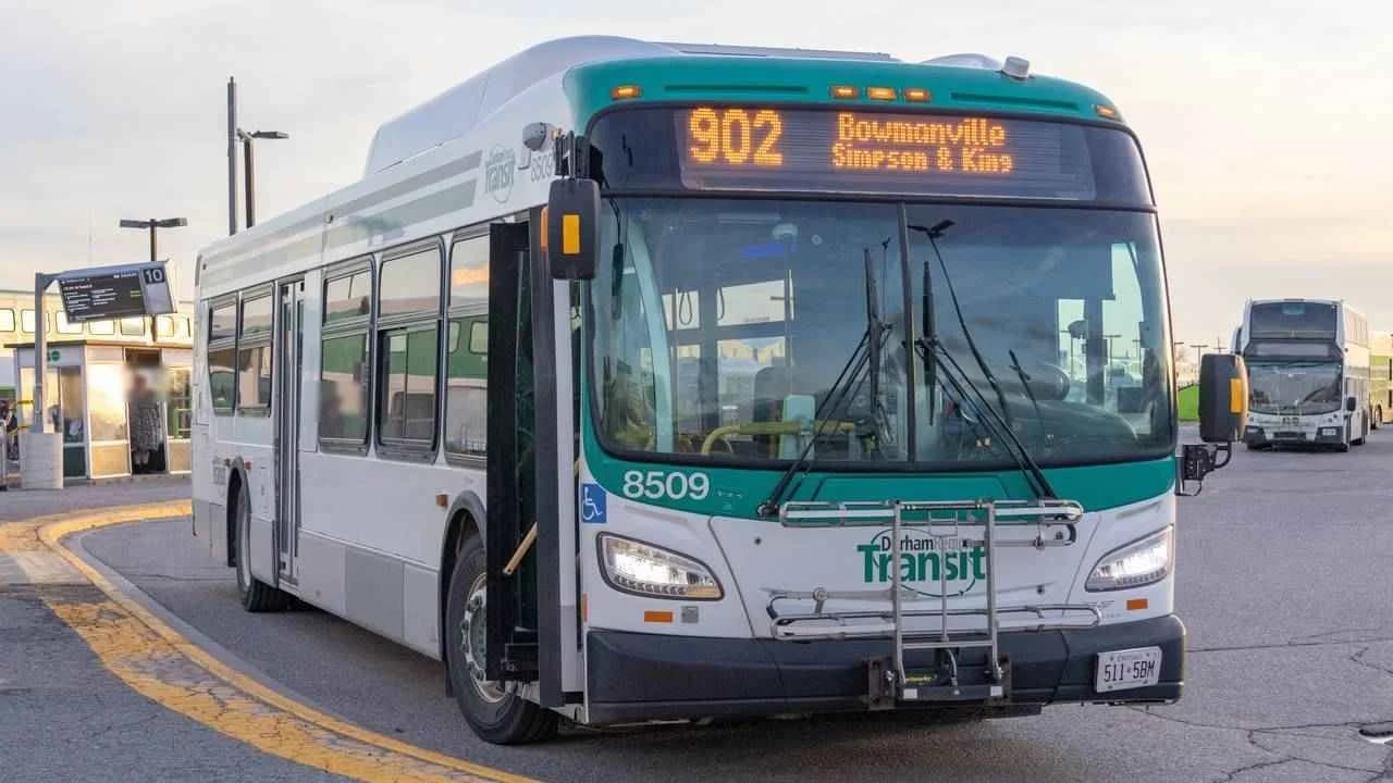 Durham Region Transit bus at a station