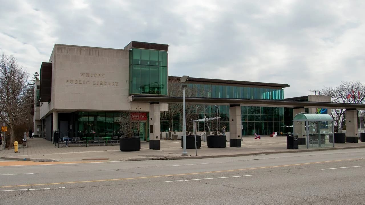 Exterior of the Whitby Public Library building on Dundas Street