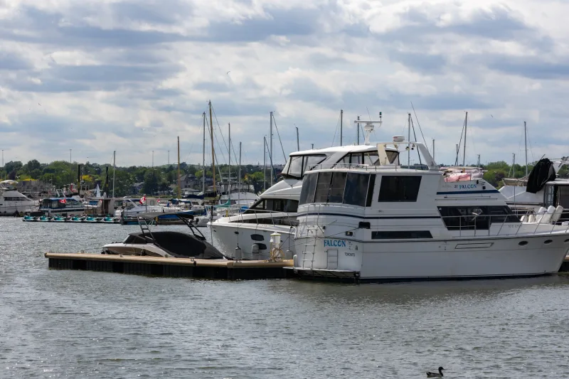 Boats docked at the Frenchmans Bay Marina in Pickering, ON
